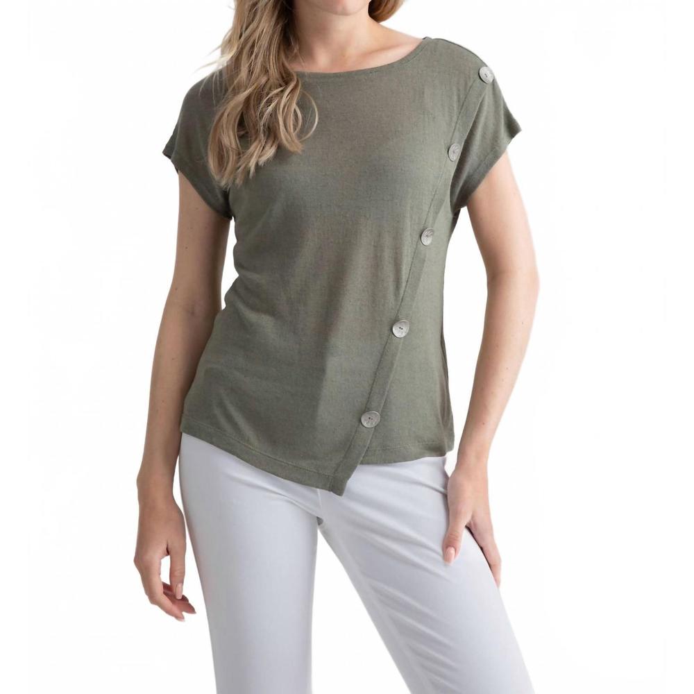 NEW MARBLE asymmetrical button top in khaki